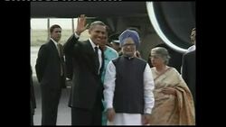 US President meets Prime Minister Singh at airport News Clip