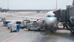 HD Time-lapse: Unloading airplane cargo air freight logistic background Stock Footage