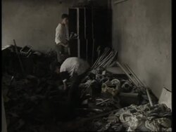 Daylight aftermath of shelling at metal workshop Instructional Video