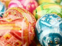 Easter painted eggs background - loopable Stock Footage