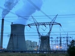 Night Cooling Towers wide HD Stock Footage