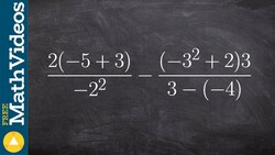 Use PEMDAS to simplify two rational expressions (2(–5+3)/(–2)^2)–((–3^2 + 2)*3)/(3–(–4)) Instructional Video
