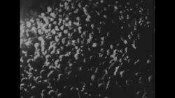 Huge crowd of people at Le Bourget Aerodrome at night celebrate Charles Lindbergh's transatlantic flight News Clip