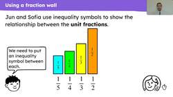 Compare and order unit fractions by looking at the denominator Instructional Video