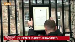 News of Queen's Death Posted at Buckingham Palace News Clip