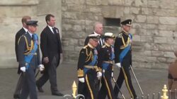 CLEAN : Members of the Royal Family leave Westminster Abbey after funeral News Clip