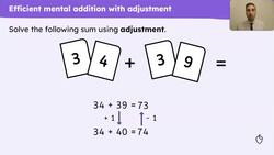 Add two 3-digit numbers using adjusting strategies Instructional Video