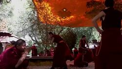Tibetan monks are debating in Sera Monastery. Stock Footage