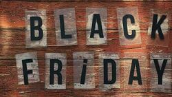 Black Friday text wooden table hd footage Stock Footage