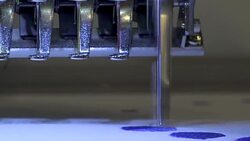 Automatic modern sewing machine embroider a pattern,Industrial embroidery equipment. Textile Manufacturers.Industrial textile factory,Textile Factory. Textile Industry. Stock Footage