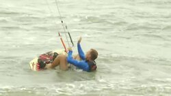 Thrill-seekers take advantage of Florence's wind News Clip