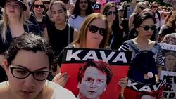 Protesters Demonstrate Against President Trump's Supreme Court Nominee Brett Kavanaugh At The Supreme Court Stock Footage