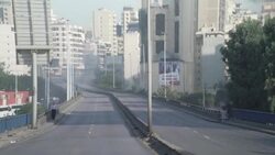 CLEAN : Lebanese block a highway with burning tires during a protest in Beirut News Clip