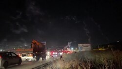 CLEAN : Palestinians burn tyres during rally at Huwara checkpoint near West Bank News Clip