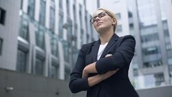 Confident business lady taking challenge, purposeful and smart in achieving goal Stock Footage