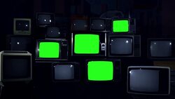 Vintage 80S Tv With Green Screen. Night Tone. Stock Footage
