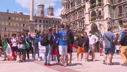 CLEAN : EURO 2020: Belgium, Italy supporters in streets of Munich before match News Clip