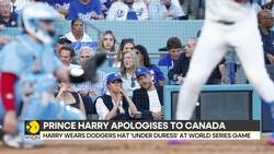 Prince Harry Apologises To Canada For Wearing Dodgers Cap 'Under Duress' At World Series Game News Clip