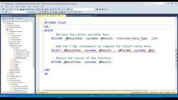 Microsoft SQL Server Development for Everyone - Scalar Valued Functions Instructional Video