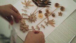 Artist hand making flower paper craft gift Stock Footage