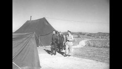 Korean War truce talks in tent in Panmunjom as fighting proceeds, also engineers wounded from exploding hydrogen balloon News Clip