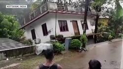 Flooding washes away house in India News Clip