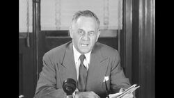 US Senator Frank Carlson speaking in Washington, DC, after close of first session of 83rd Congress News Clip