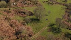 Drone aerials over North Wales countryside and farmland News Clip