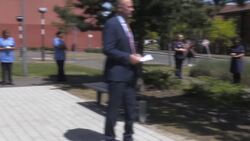 NHS staff lay decorated stones of remembrance  News Clip