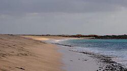 Waves breaking aganis a sand beach at Cape Verde Sal Island Stock Footage