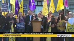 Striking BCGEU members march in Victoria as legislature opens News Clip