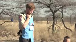 Prince Harry blowing up a landmine in Angola News Clip