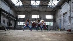 Synchronized break dancers performing together Stock Footage