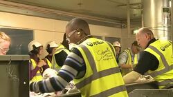Visitors tour Southwark Integrated Waste Management Facility Stock Footage