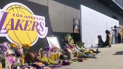 CLEAN : Tribute wall to Kobe Bryant erected outside Lakers training center News Clip