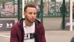 Steph Curry saying he can see basketball growing in the UK if children feel inspired and are coached at a young age to develop a passion for the game Stock Footage
