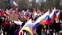 CLEAN : Pro-Russians rally in Frankfurt News Clip