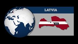 Earth Sphere Map and Latvia Country Map with National Flag Stock Footage