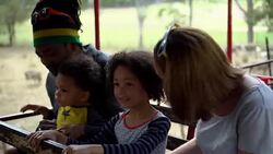 A family with two children visited an organic farm Stock Footage