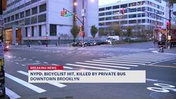 NYPD: Bicyclist hit, killed by private bus in downtown Brooklyn News Clip