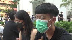 Interview with protester outside Shu Tin Court buildings News Clip