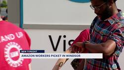 Amazon drivers picket outside warehouse, block trucks from leaving facility in Windsor News Clip