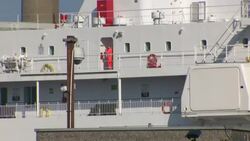 Stock shots P and O ferry docked at Larne Port News Clip