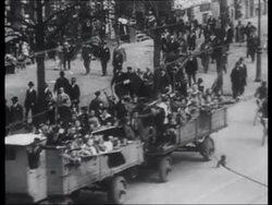 Post-Wall Street Crash unemployment in US, communism in Germany, Red Front with leader, Thälmann, 1929 Stock Footage