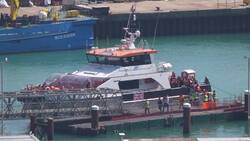 People thought to be migrants brought in to the Border Force in Dover News Clip