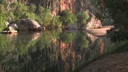 Reflection along Fitzroy River, Mornington Sanctuary Stock Footage
