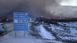 See lava flow over the road to Iceland's Blue Lagoon News Clip