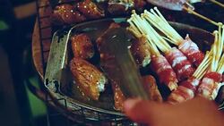 POV Grilled meat preparation. Stock Footage
