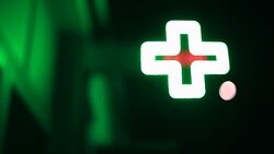 Pharmacy store, Green neon Stock Footage