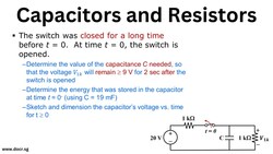 What Capacitance will allow 𝑉_1𝑘 to remain greater or equal to 9 V for 2s after the switch is opened Instructional Video